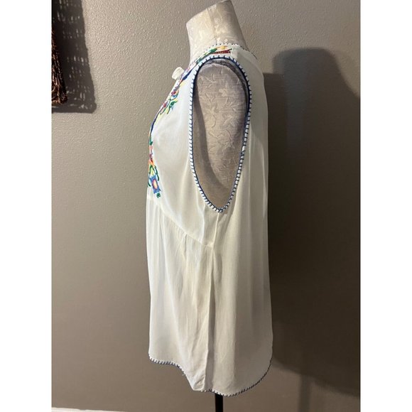 Anthropologie Chloe Oliver Gaila Faux Silk Embroidered Tunic Top Medium NWT - Picture 7 of 9